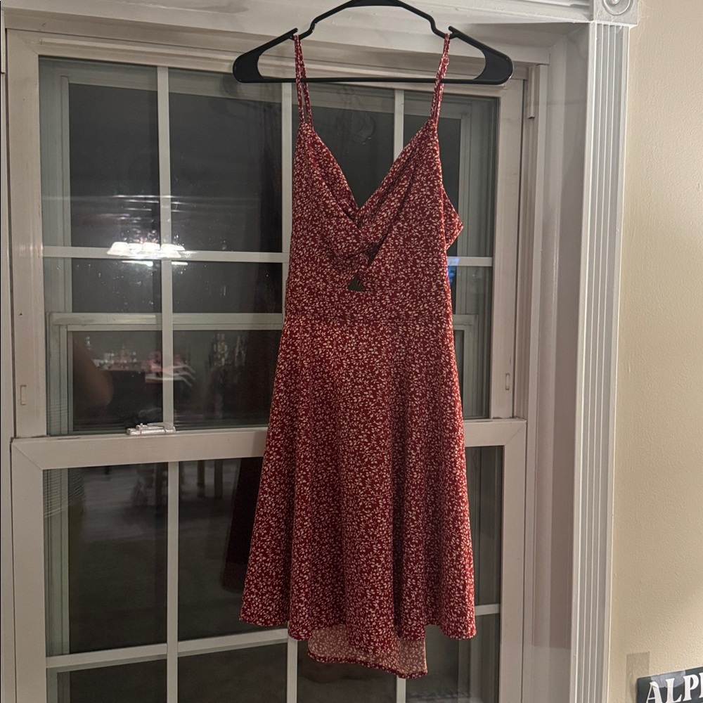 Floral Red Spaghetti Strap Dress